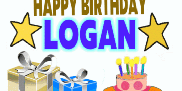 Happy Birthday Logan cake images gif