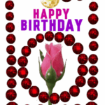 pink rose, balls, happy birthday gif