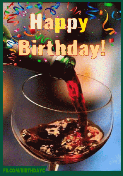 Happy Birthday Wineglass Gif
